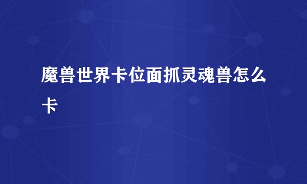 魔兽世界卡位面抓灵魂兽怎么卡