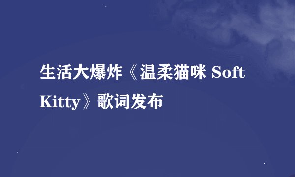 生活大爆炸《温柔猫咪 Soft Kitty》歌词发布
