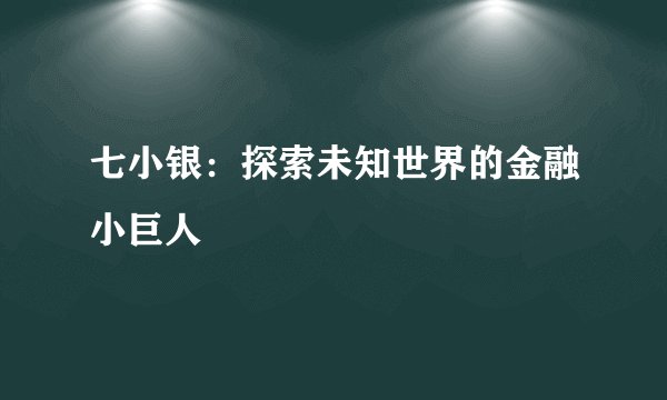 七小银：探索未知世界的金融小巨人