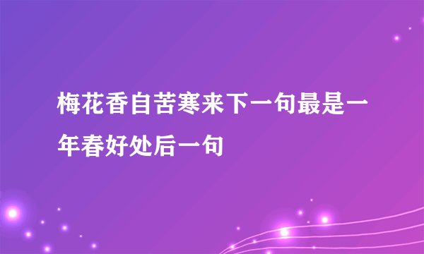 梅花香自苦寒来下一句最是一年春好处后一句