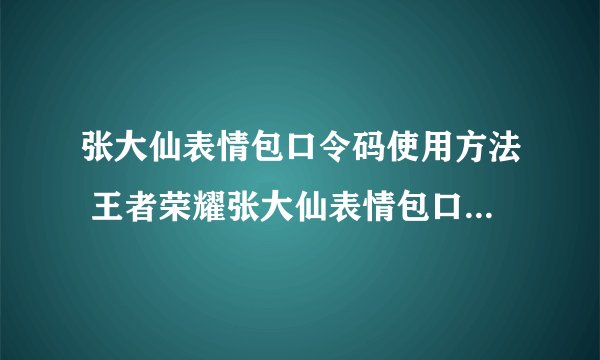 张大仙表情包口令码使用方法 王者荣耀张大仙表情包口令码在哪输入