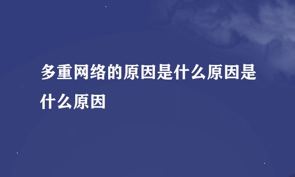 多重网络的原因是什么原因是什么原因