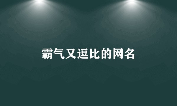 霸气又逗比的网名