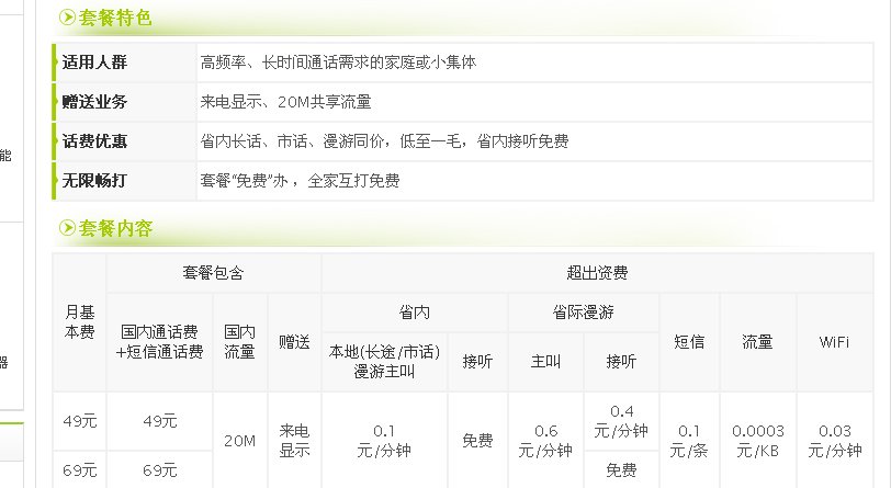 中国电信都有那些套餐啊 详细的介绍