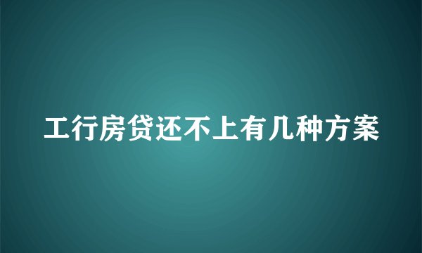 工行房贷还不上有几种方案