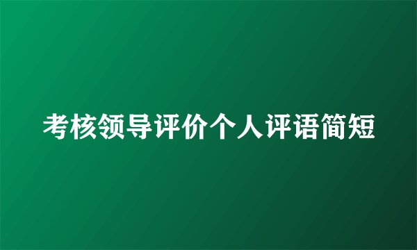 考核领导评价个人评语简短