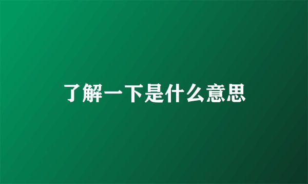 了解一下是什么意思