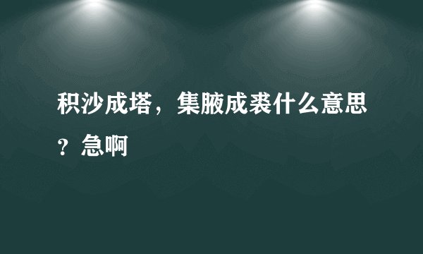 积沙成塔，集腋成裘什么意思？急啊