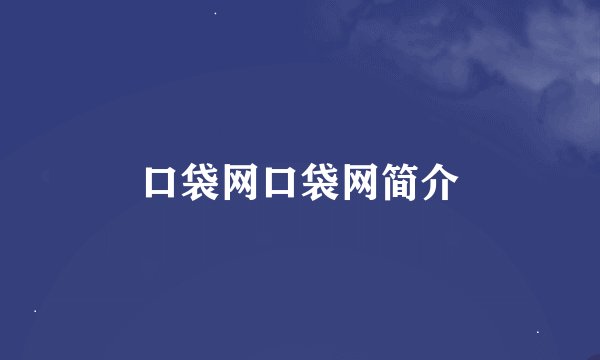 口袋网口袋网简介