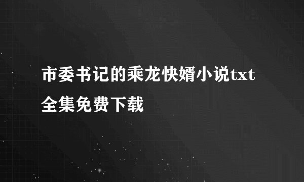 市委书记的乘龙快婿小说txt全集免费下载
