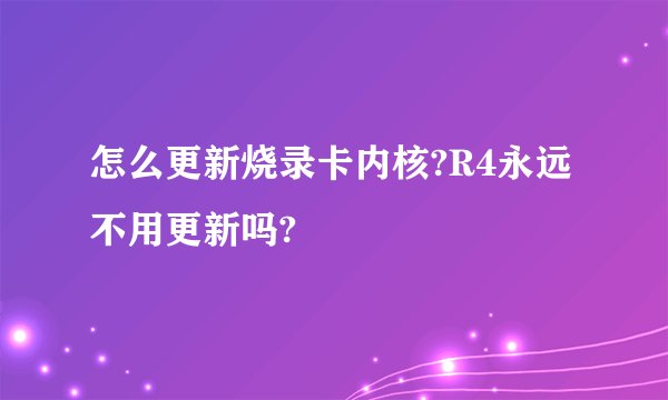 怎么更新烧录卡内核?R4永远不用更新吗?