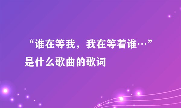“谁在等我，我在等着谁…”是什么歌曲的歌词