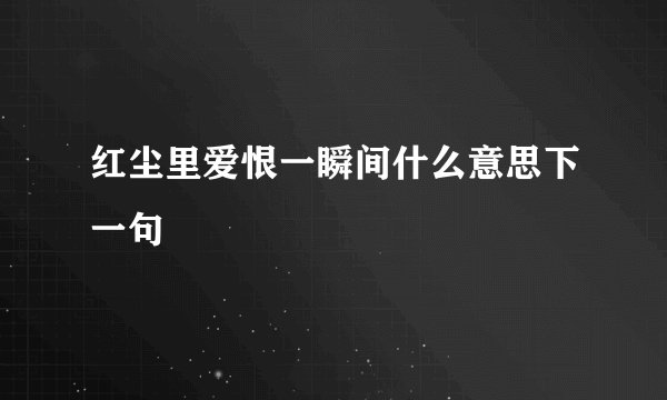 红尘里爱恨一瞬间什么意思下一句