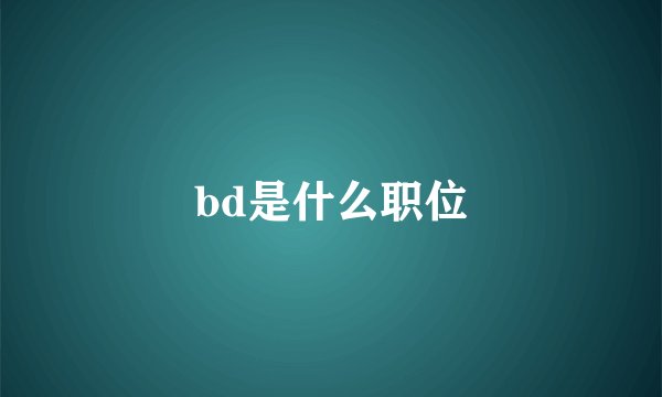 bd是什么职位