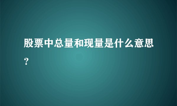 股票中总量和现量是什么意思？