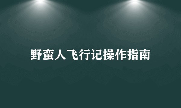 野蛮人飞行记操作指南