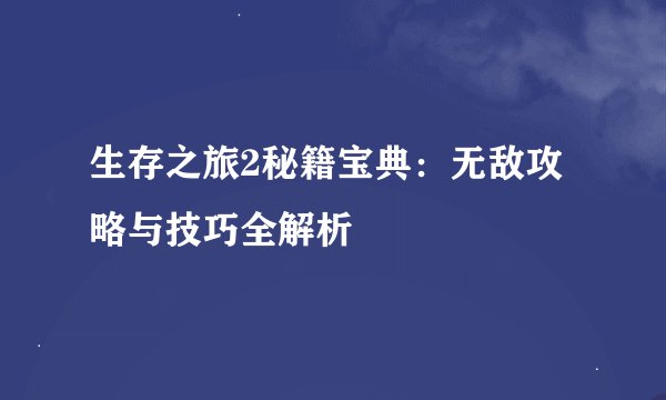 生存之旅2秘籍宝典：无敌攻略与技巧全解析