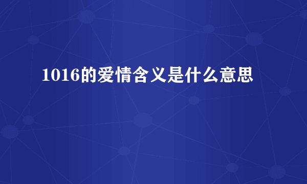 1016的爱情含义是什么意思