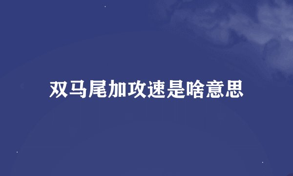 双马尾加攻速是啥意思