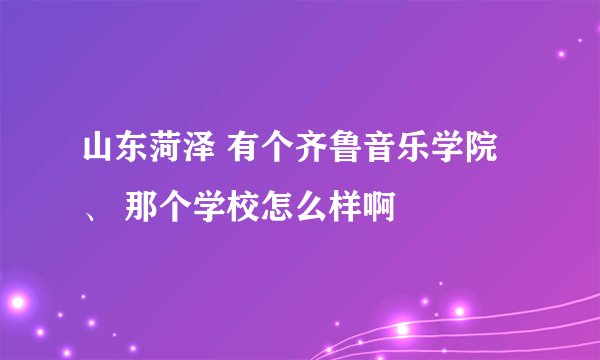 山东菏泽 有个齐鲁音乐学院、 那个学校怎么样啊