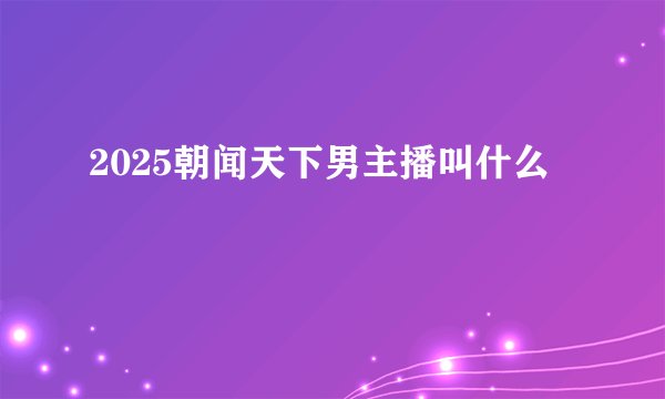 2025朝闻天下男主播叫什么