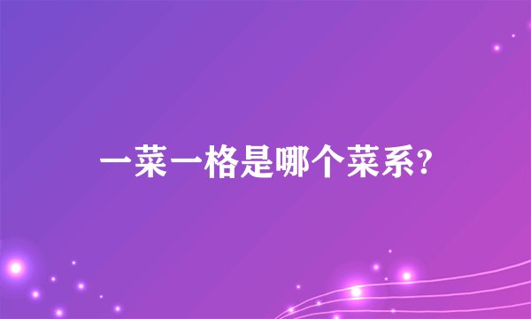 一菜一格是哪个菜系?