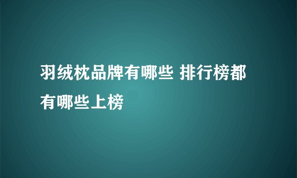 羽绒枕品牌有哪些 排行榜都有哪些上榜