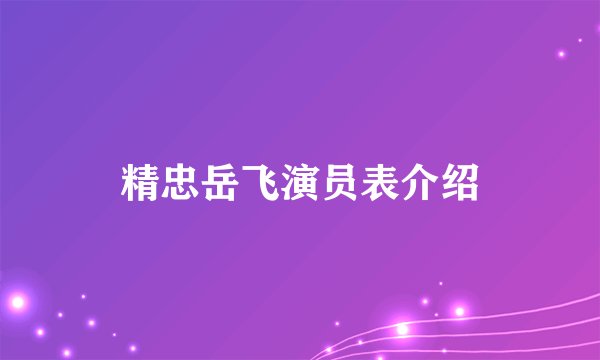 精忠岳飞演员表介绍