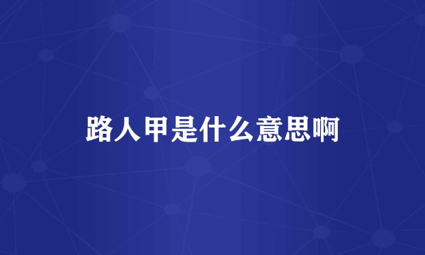 路人甲是什么意思啊