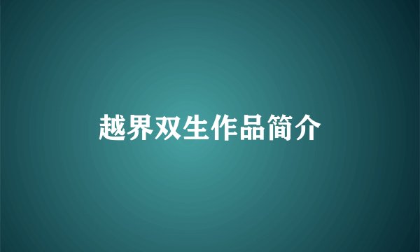 越界双生作品简介