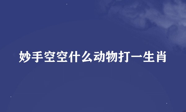 妙手空空什么动物打一生肖