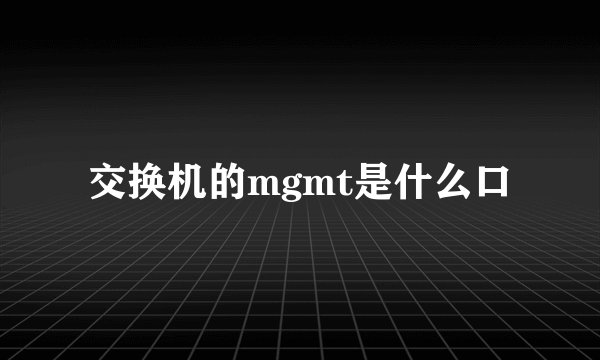 交换机的mgmt是什么口