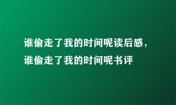 谁偷走了我的时间呢读后感，谁偷走了我的时间呢书评