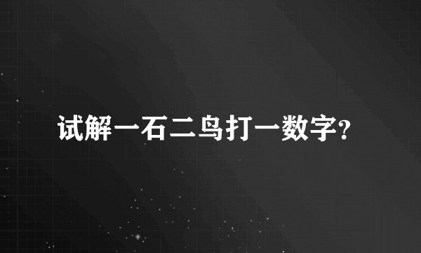 试解一石二鸟打一数字？