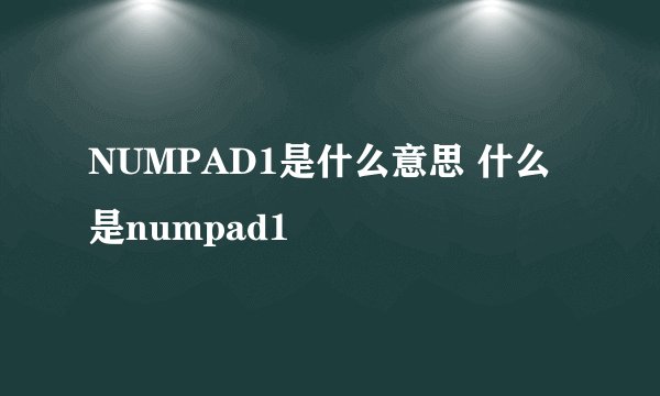 NUMPAD1是什么意思 什么是numpad1