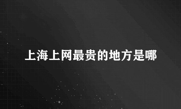 上海上网最贵的地方是哪