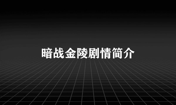 暗战金陵剧情简介