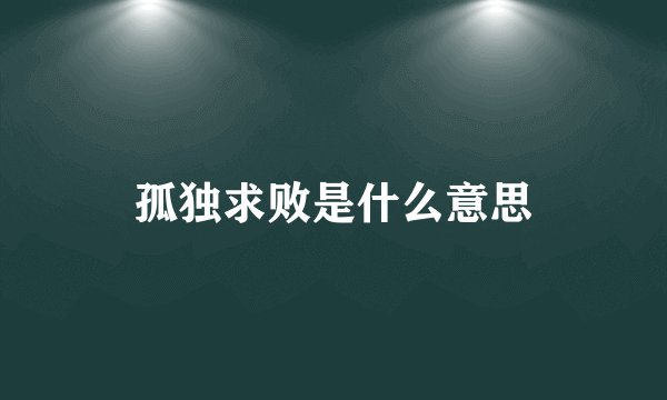 孤独求败是什么意思