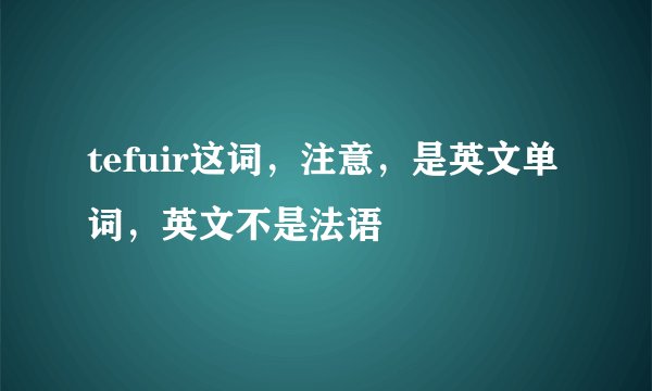 tefuir这词，注意，是英文单词，英文不是法语