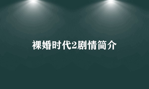 裸婚时代2剧情简介