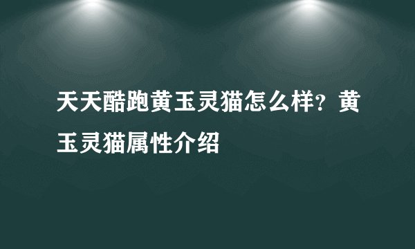 天天酷跑黄玉灵猫怎么样？黄玉灵猫属性介绍