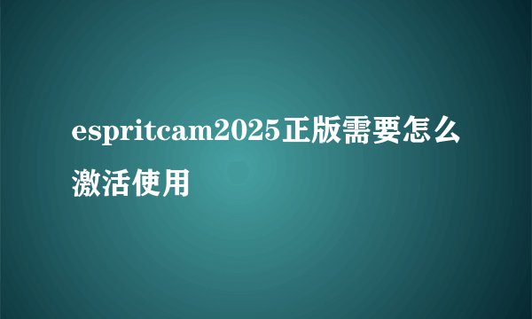 espritcam2025正版需要怎么激活使用