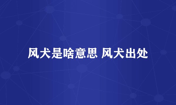 风犬是啥意思 风犬出处
