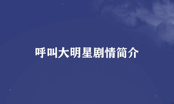 呼叫大明星剧情简介