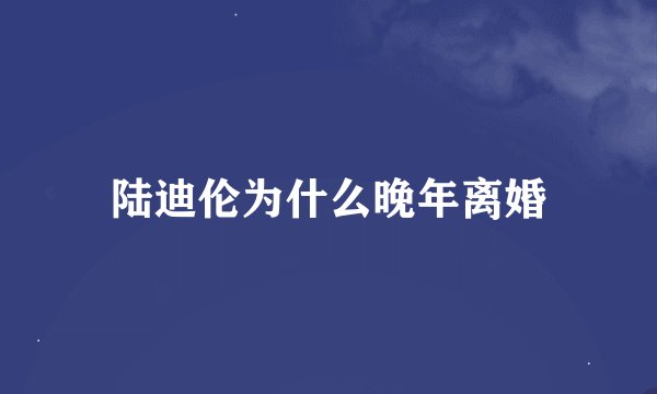 陆迪伦为什么晚年离婚
