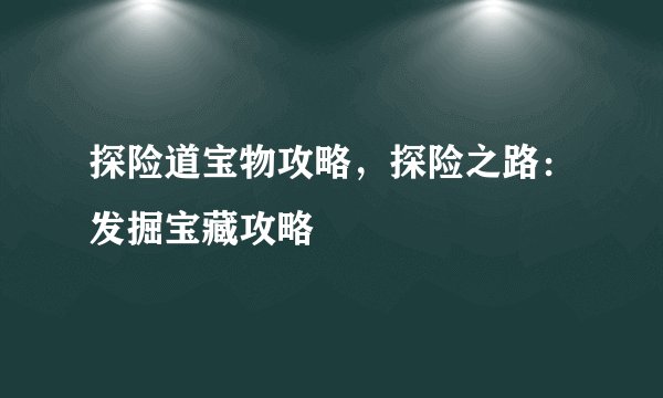 探险道宝物攻略，探险之路：发掘宝藏攻略