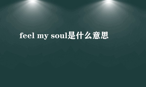 feel my soul是什么意思