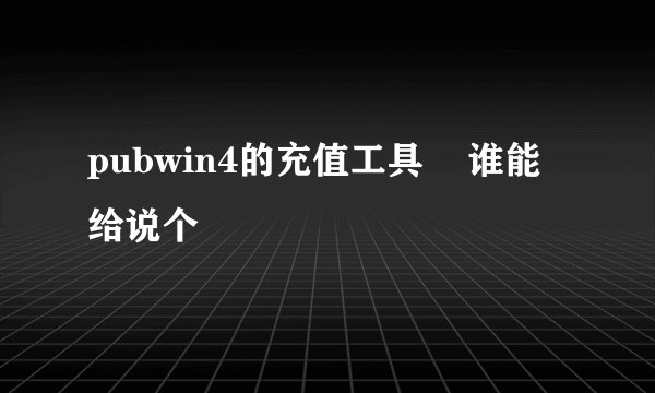 pubwin4的充值工具 谁能给说个