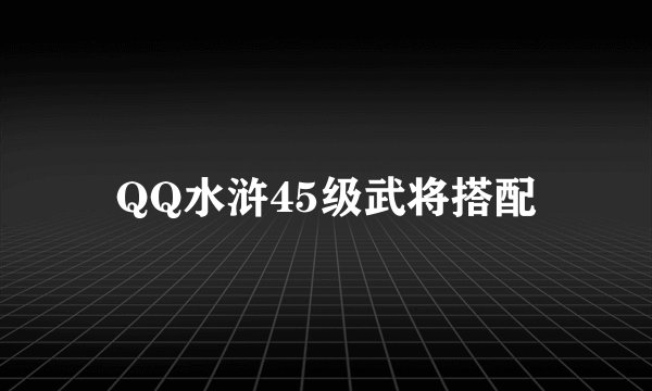 QQ水浒45级武将搭配