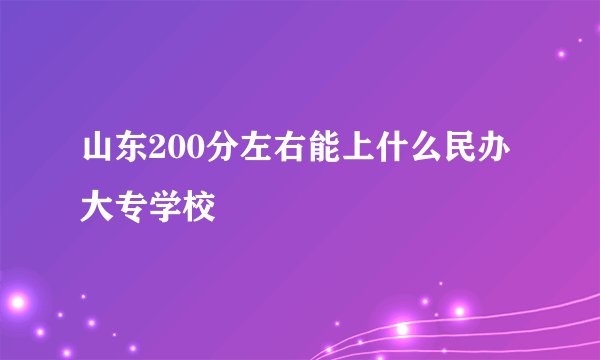 山东200分左右能上什么民办大专学校